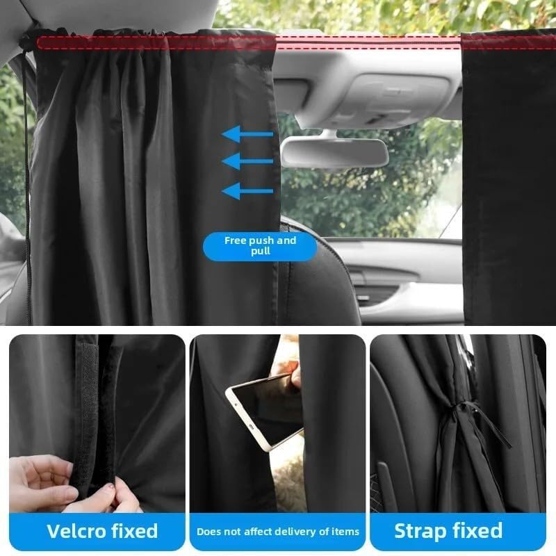 Rideau Voiture,Rideau Occultant Voiture Rideau de confidentialité for Camping-Car, cloison séparation for siège arrière, Pare-Soleil spécial for Van Bus, séparateur Avant for Usage Automobile(C 4pcs)