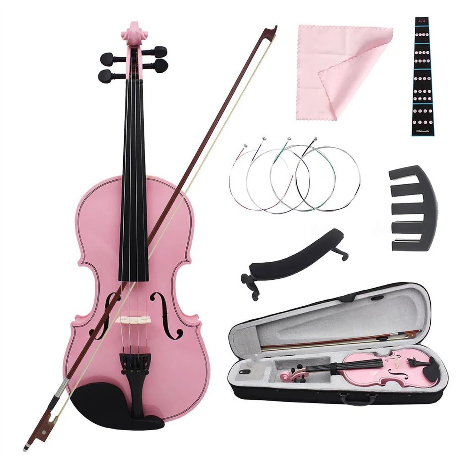 Violine 4/4 Ahorn-Panel Für Anfänger Mit Teilen(Pink Set)