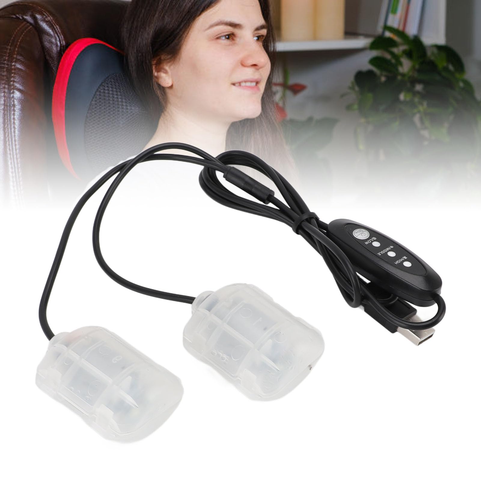Hyuduo Moteur Vibrant USB 3 Vitesses pour Coussin Massage et Support Lombaire - Moteur Vibrant 5 V avec Câble 1,1 m Compatible Batterie Externe et Port USB