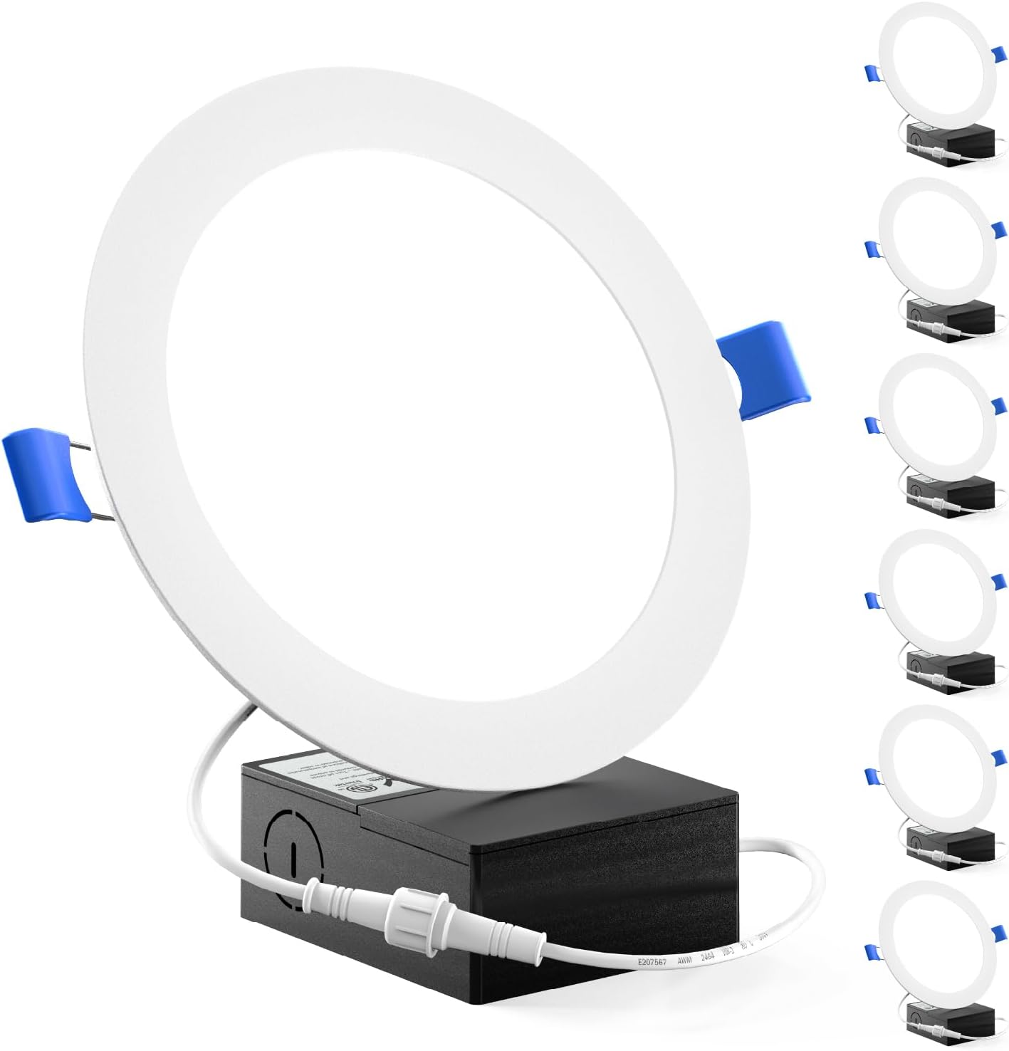 6 Pack 6 Inch Ultra Thin LED Recessed Ceiling Lights, 6000K Daylight Deluxe, Dimmable, 14W, Wafer Thin, Canless with Junction Box