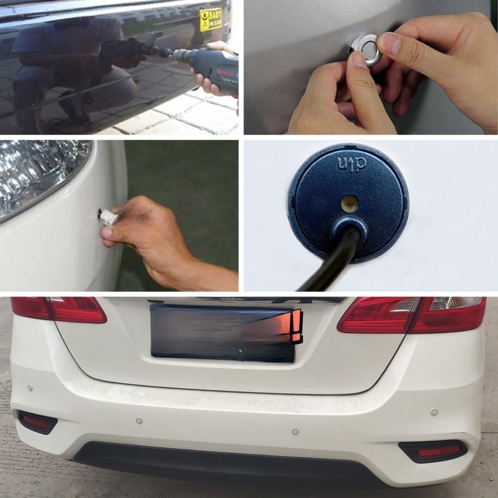 Sensore di Assistenza al parcheggio PDC, Kit sensori di parcheggio Parktronic per Auto, Anteriori e Posteriori, Radar, rilevatore 4/6/8 sensori, Assistenza Automatica (6 sensori/Rosso)