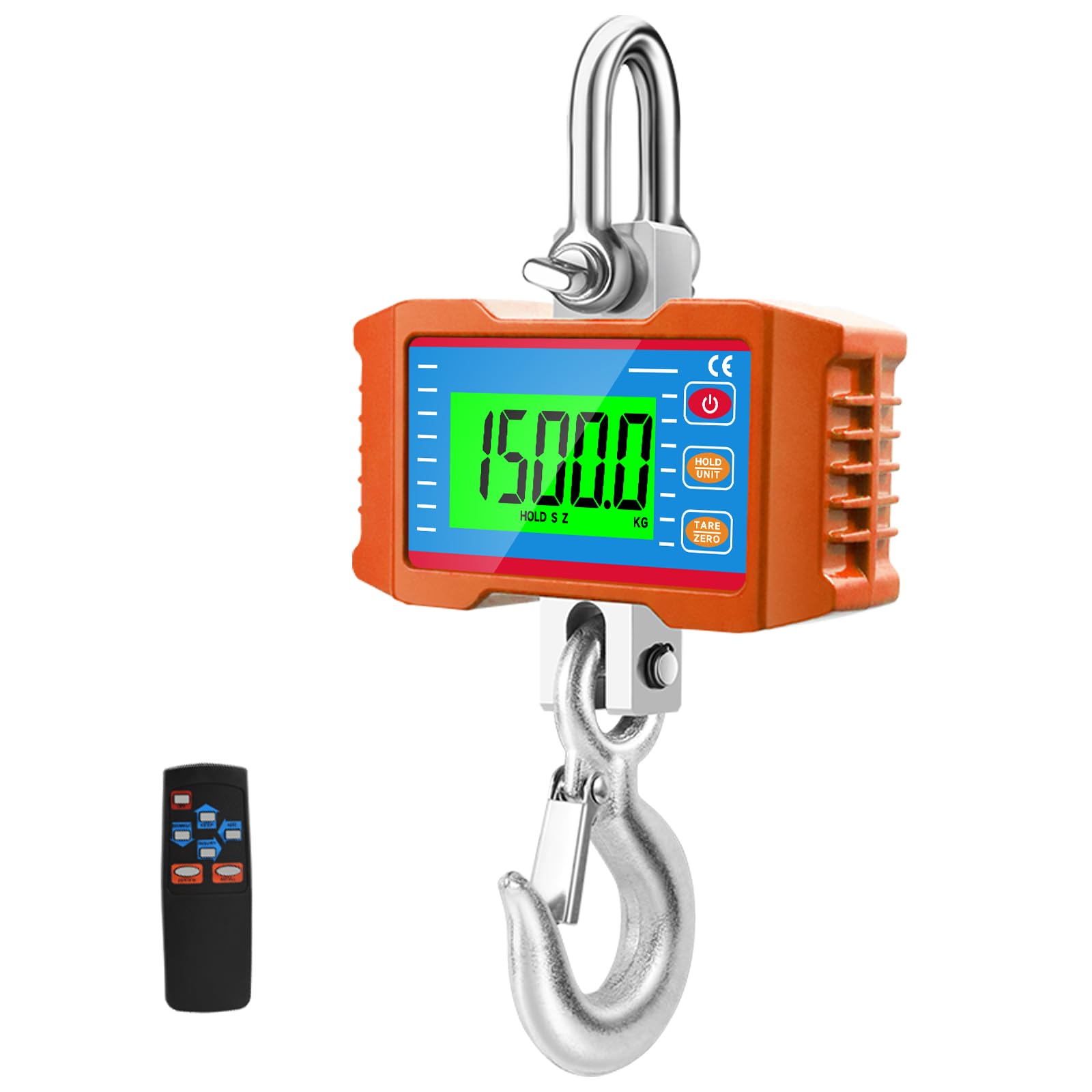 Báscula digital de grúa 1500 kg, 3000 libras, báscula electrónica colgante electrónica, pantalla LCD, báscula colgante electrónica portátil con mando a distancia, báscula de grúa industrial con sensor