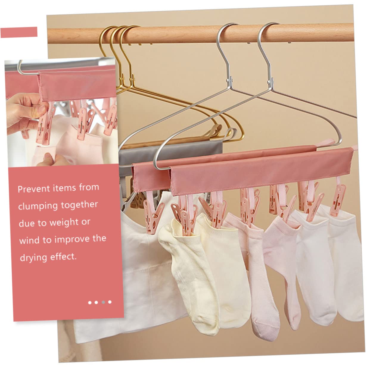 6 Wäscheklammern, 2 Stück, Mehrzweck-Unterwäsche und Clip mit Hosen, Haushaltsständer für den Außenbereich, Handschuhe, BHS, Faltbare Schals, Pin-Aufhänger, zum Befestigen von Wäsc