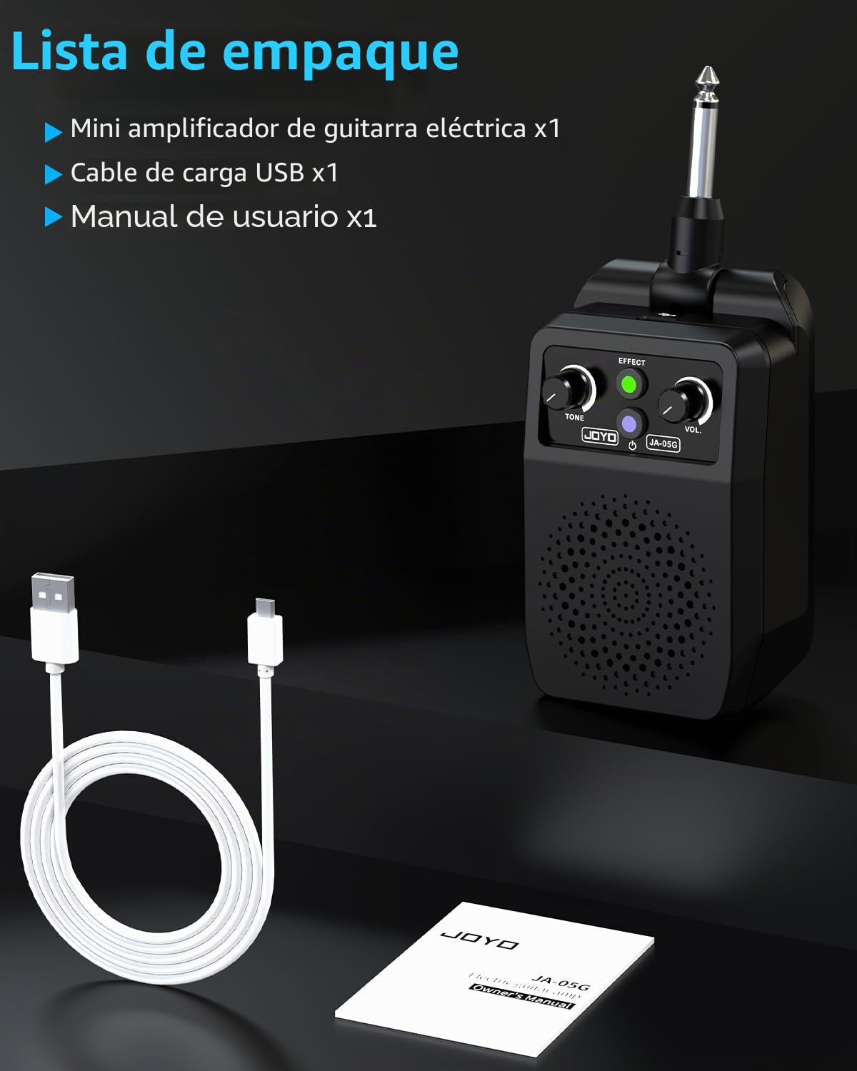 JOYO Mini amplificador portátil de guitarra 5 W, combinado Bluetooth recargable con efectos integrados (limpieza, sobremarcha, distorsión, reverberación)