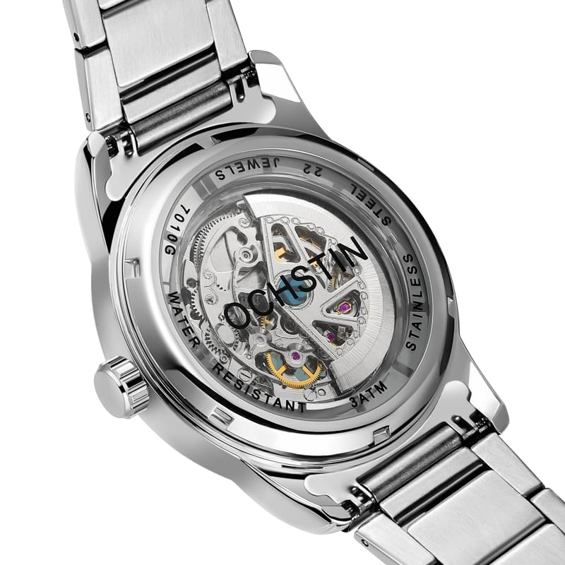 Image of OVERFLY OCHSTIN 7011 Men's Automatic Skeleton Dial Watch | Round Analog Display Mechanical Watch | Stainless Steel | Alloy Steel