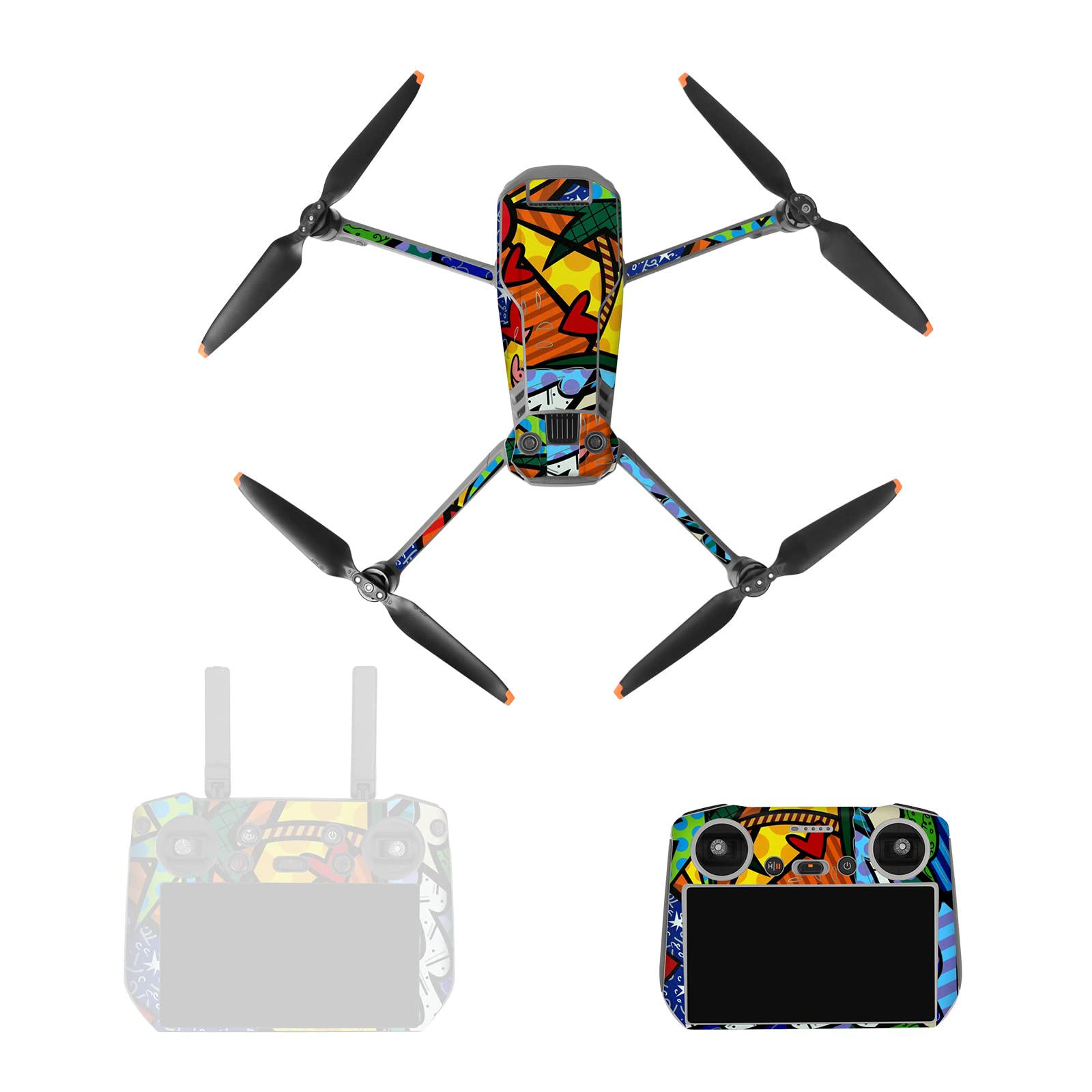 MotuTech Sticker for Mavic 3 Pro/Classic Drone and Remote Control for DJI RC/RC Pro Controller Sticker Decal PVC Bundle (5-Orange for DJI RC)