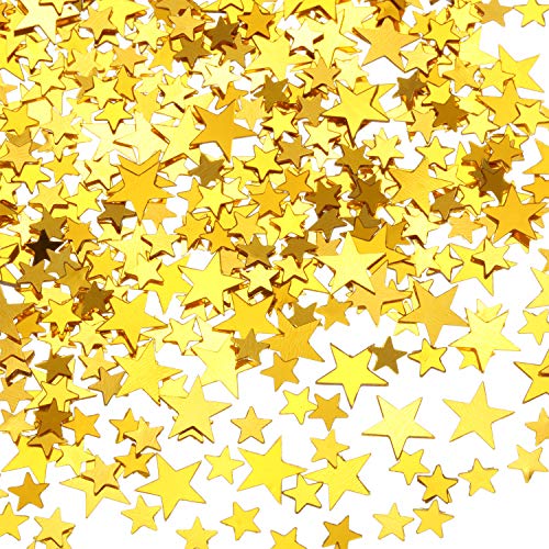 Image of Hestya 60g Star Confetti Glitter Table Confetti Metallic Foil Stars for Christmas Party Wedding Festival Decorations(Gold,10mm and 6mm)