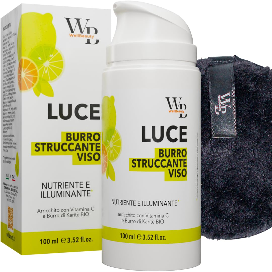 WELLBEAUTY Burro Struccante 100ml, Detergente Viso e Occhi, Airless, Panno Struccante, Anti-Pollution, Cleansing Balm, Doppia Detersione, Makeup Remover, Olio Di Cocco, Pelli Sensibili (singolo)