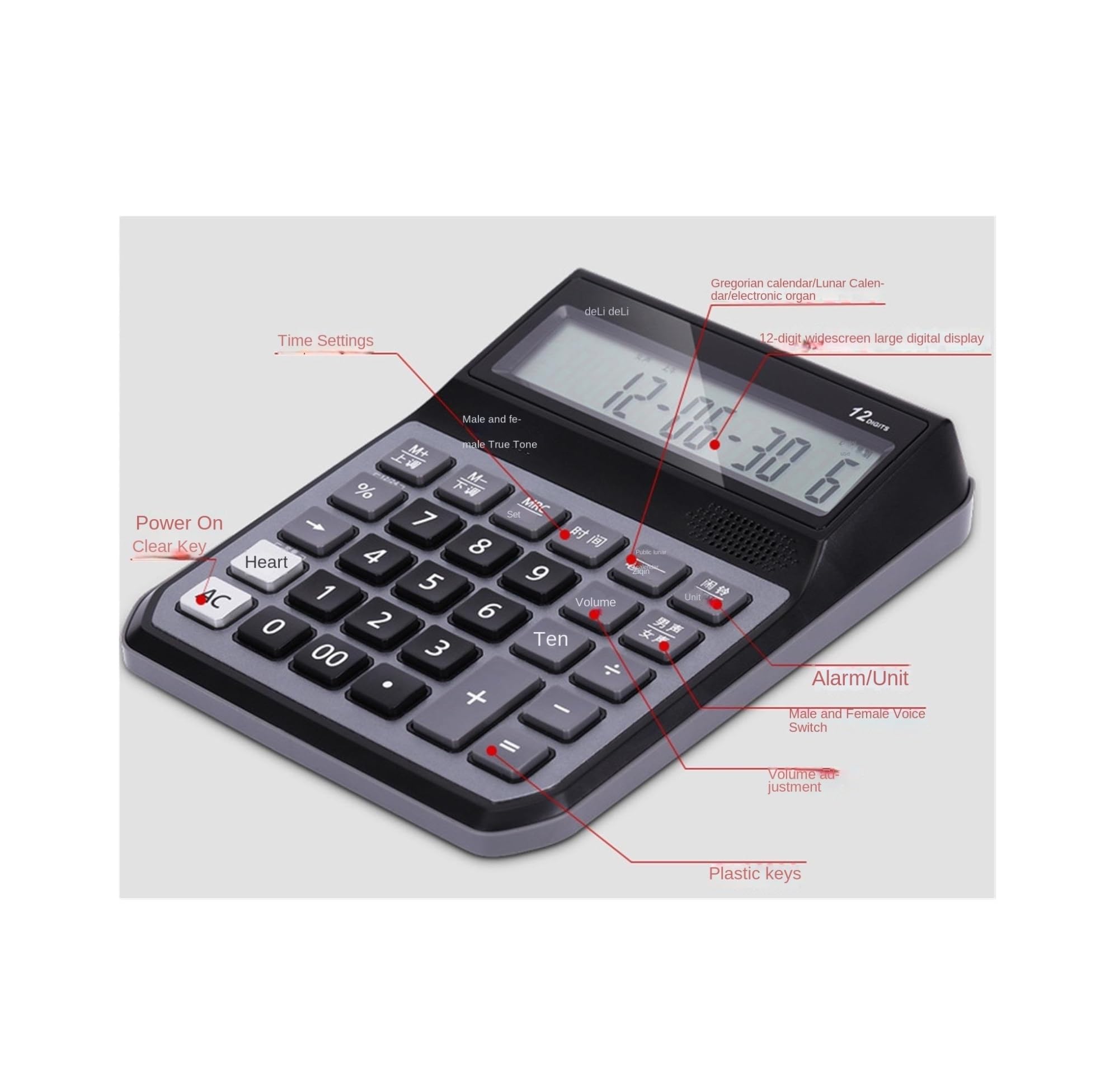 Calcolatrice per Ufficio Calcolatrice da Tavolo con Display A 12 Cifre for Casa, Ufficio E Aula Scuola