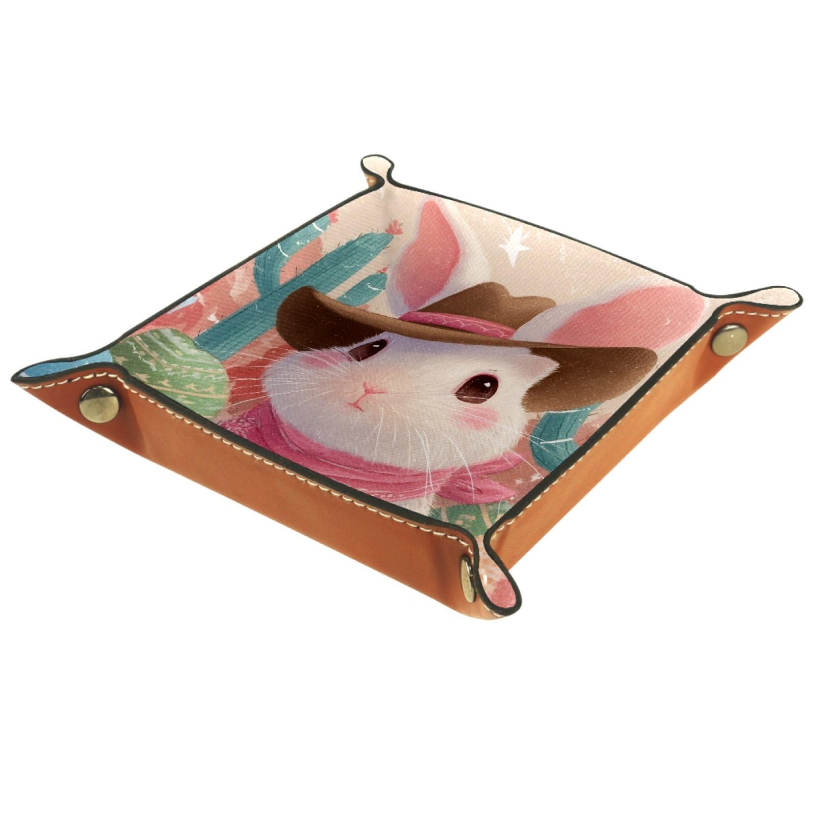 VAPOKF Rabbit Cactus Dice Tray, Folding Microfiber Leather Dice Holder for Dungeons and Dragons RPG Dice Gaming D&D and Other Table Games