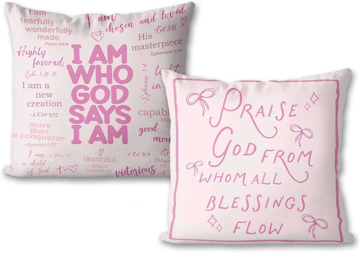 Pink Bible Throw Pillow Covers for Girls, Check Pillowcase for Girls Bedroom, Coquette Pillow Covers for Sofa Living Room Home Decor,Inspirational Gifts for Women Girl, 18x18inch 4Pcs