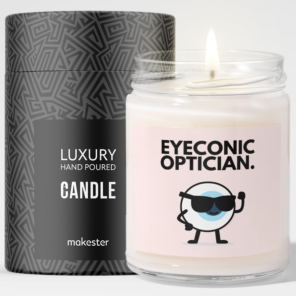 Makester White Optician Gift - Luxury Soy Wax Candle - Vanilla, Jasmine, Sugared Almond