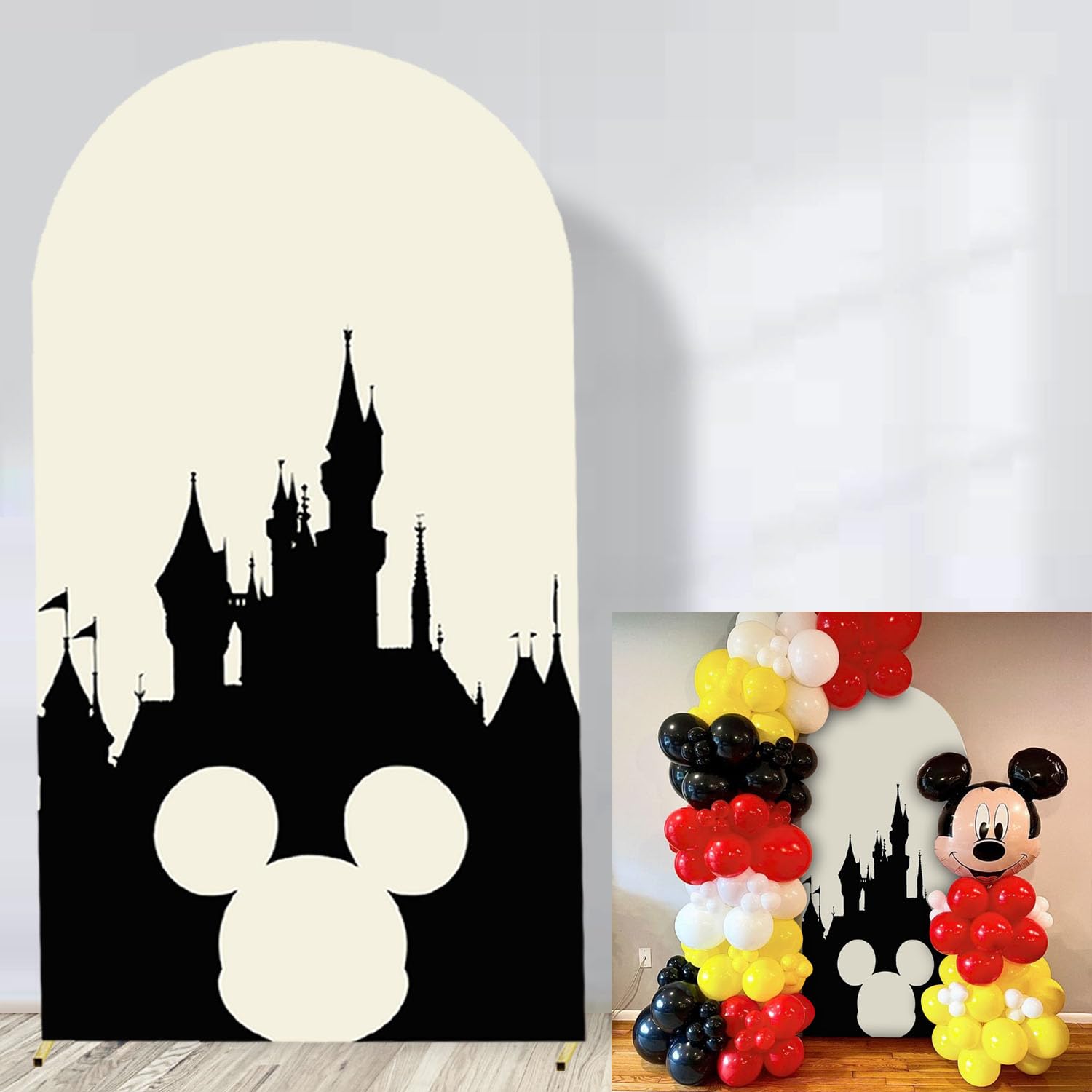 Mouse Theme Backdrop for Kids Birthday Party Supplies Cartoon Castle Photo Background Baby Shower Photo Booth Studio Props Unisex (6.6FT)