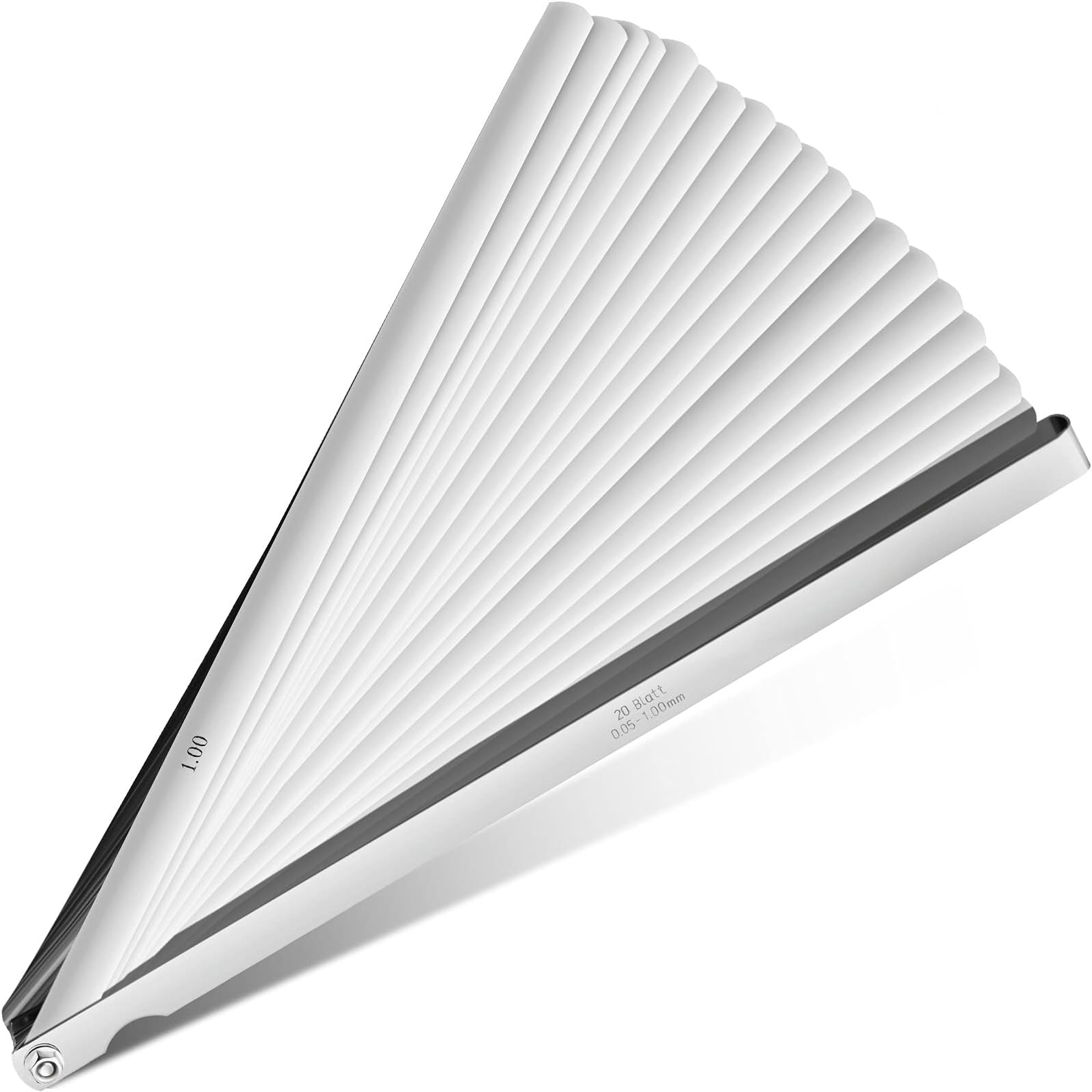 Stainless Steel Feeler Gauge Measuring Tool Dual Marked Metric and Imperial Gap Measuring (0.05-1.00 mm, 20 Blades)