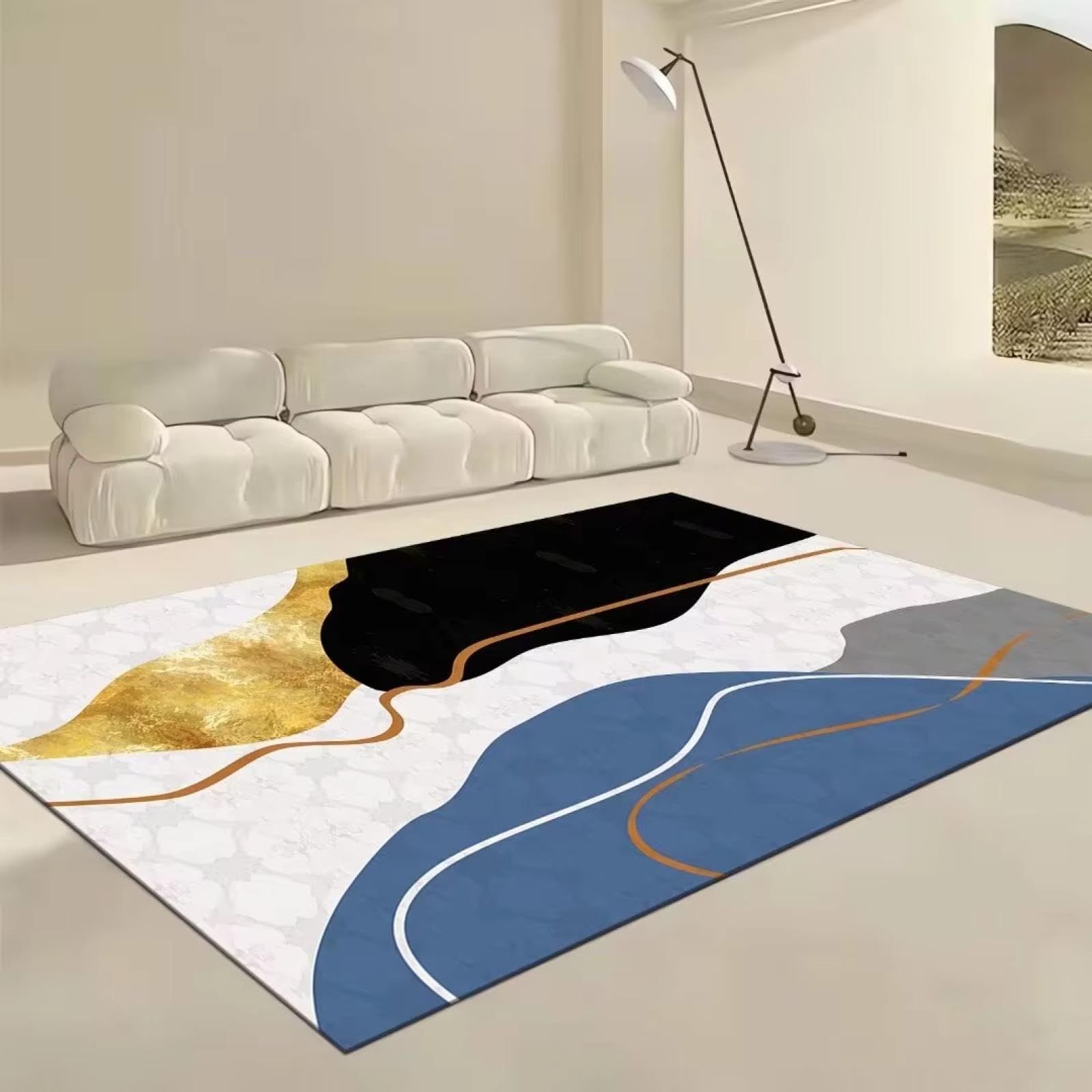 Alfombra abstracta moderna de 100x120cm antideslizante para salon