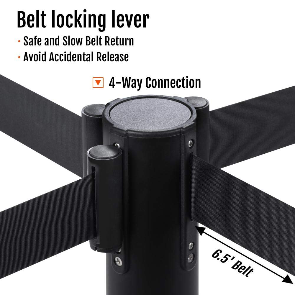 Yaheetech Barrière de Guidage Rétractable 8 Poteaux avec Corde 2M Système de Balisage