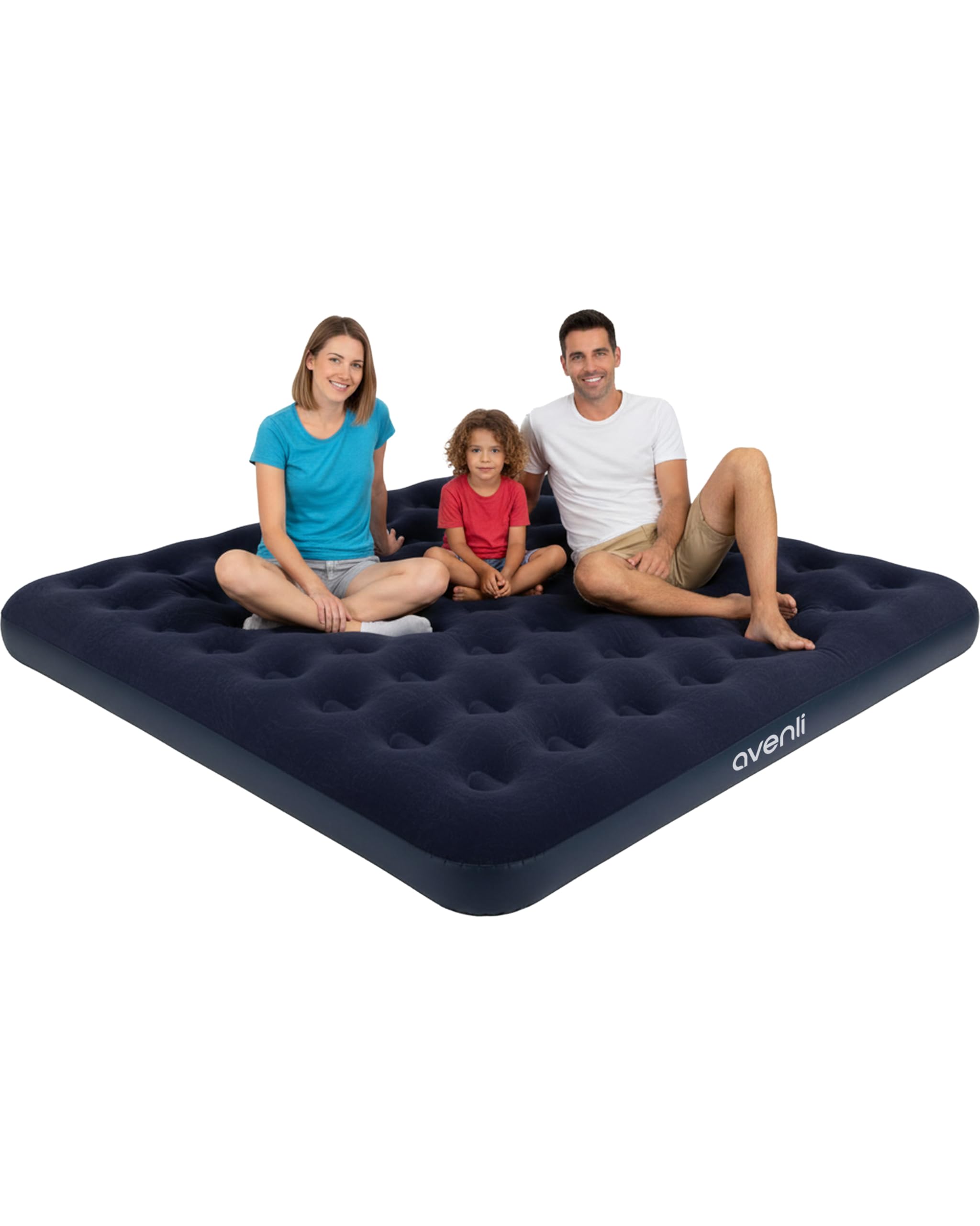 AVENLI Luftmatratze King-Size 203x183x22 cm, aufblasbare Campingmatratze für 2 Personen, Coil-Beam, blau, bis 300 kg, Zelt Camping Wohnmobil Gästezimmer