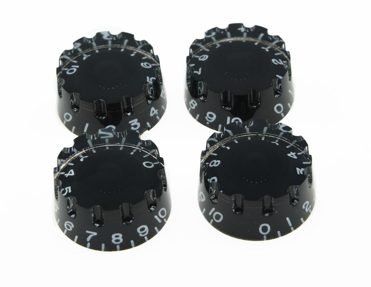 KAISH 4pcs Black Knurled LP Guitar Speed Dial Knobs LP Control Knobs for Les Paul Guitars