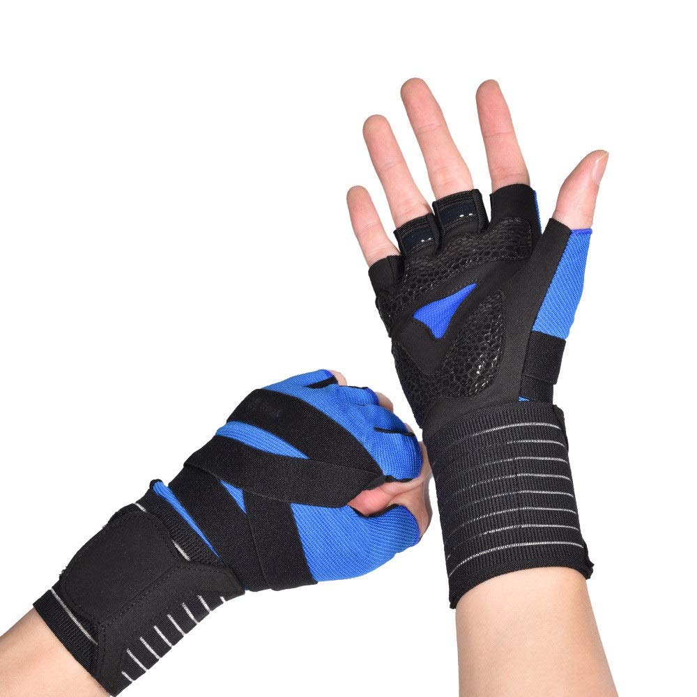Guanti Antiscivolo per la Palestra Guanti da Palestra Unisex, Guanti da Cross Training(Blu,L/XL)