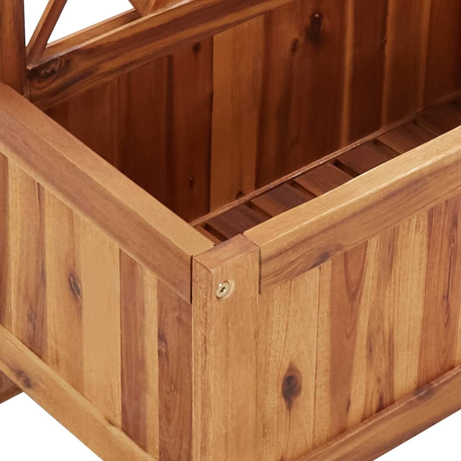 Homgoday Pflanzgefäß mit Gitter für den Garten, Hochbett für den Garten mit Spalier aus massivem Akazienholz, Pflanzgefäß für den Garten, Pflanzgefäß für den Außenbereich, Blumenkasten für Balkon