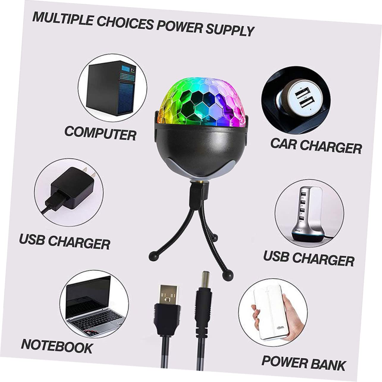 IWOWHERO Mini Disco Ball Lights Sound Activated Led Lights Crystal Lamp Projection Light Remote Control for Parties Events