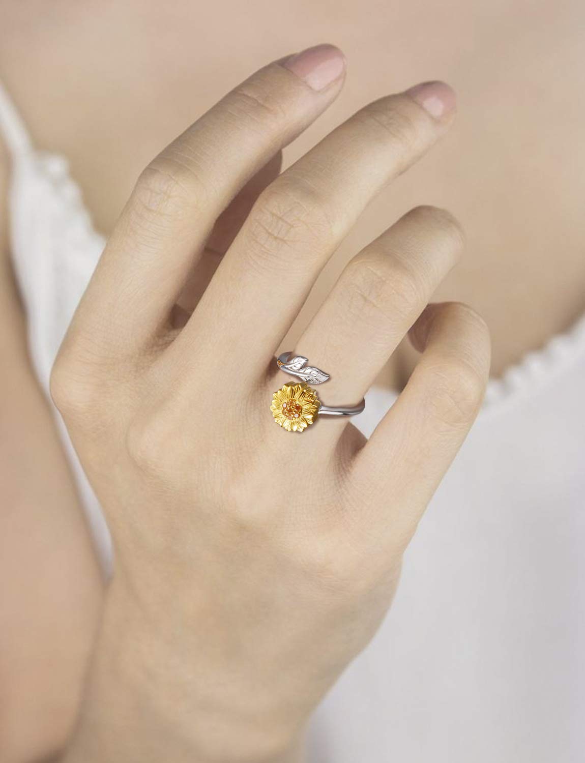 Anillo de cremación de girasol para cenizas, plata de ley 925, ajustable, urna de cremación, joyería con texto en inglés "You Are My Sunshine", medallón conmemorativo para madre, hija, esposa, mujer