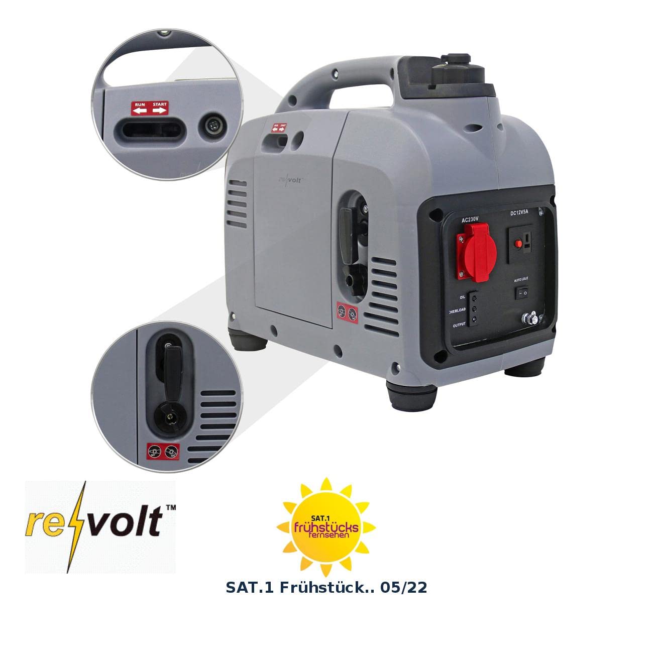 revolt Generatore inverter a benzina portatile 1000 W 230 V 12 V ZX-8102-675