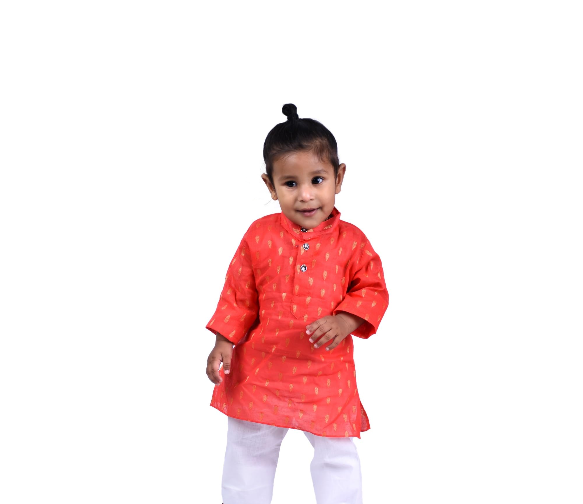 Baby Boys Cotton Blended Kurta and Pyjama Set - Full-Sleeves - Red & White 1-2-3 Years - ZA00730-image-28