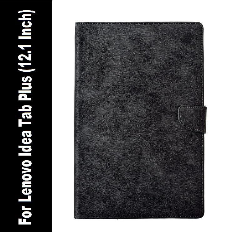 Image of ColorCase Dairy Type Tablet Flip Cover Case for Lenovo Idea Tab Plus (12.1 Inch) Tablet - (Black)