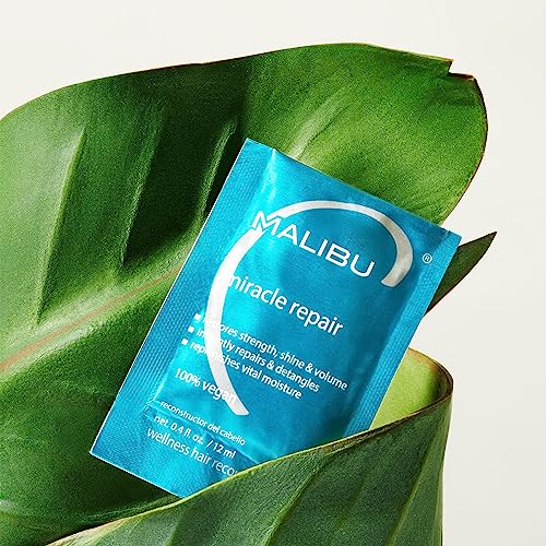 Malibu C 3205 Miracle Repair Hair Reconstructor (1 Packet) - Nourishing Hair Repair Treatment For Weak, Damaged Strands - Flax Protein & Vitamin B5 thumb #1
