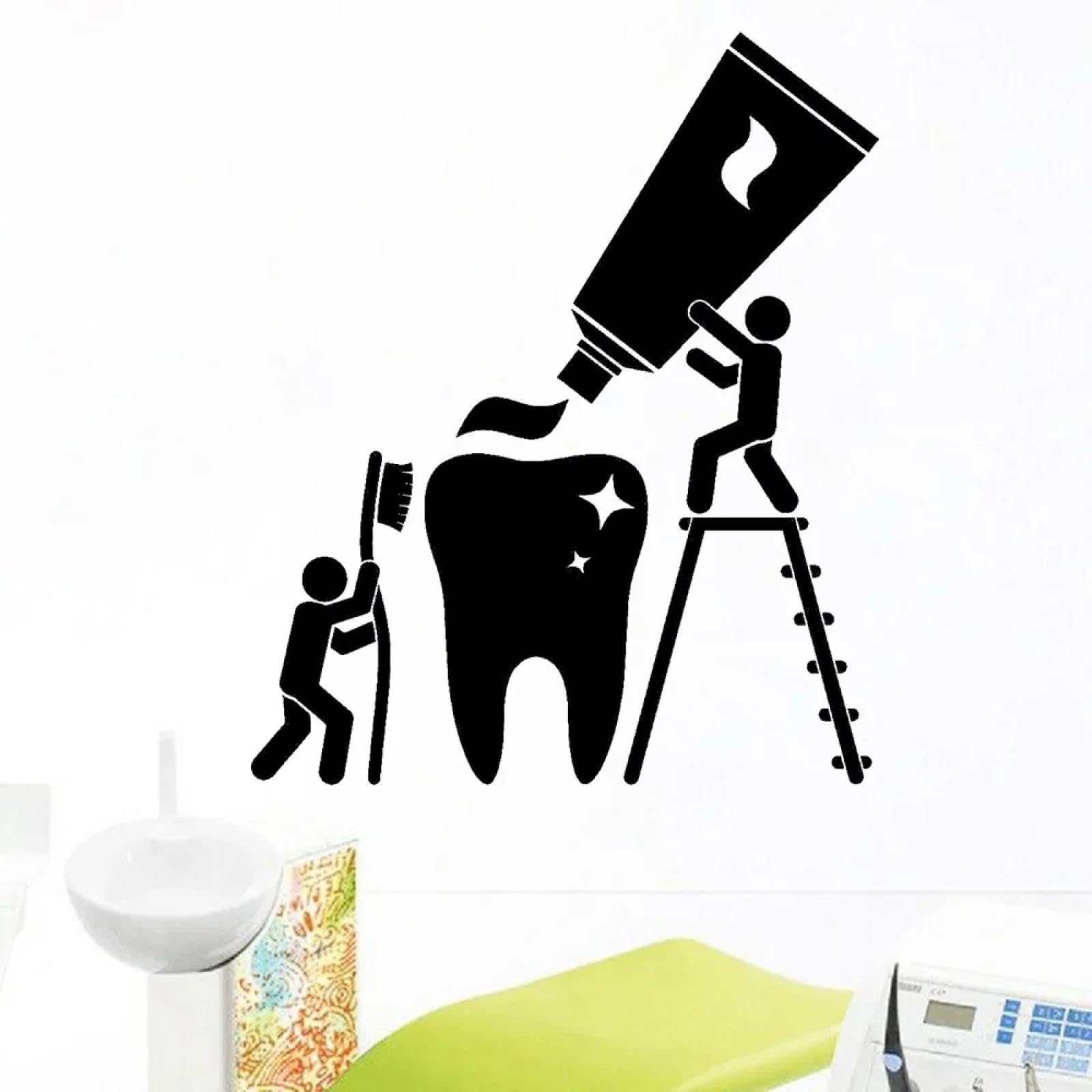 WEIMEIJIE Dental Care Wall Stickers, Dental Clinic, Healthy Teeth Cleaning, Dentist Bathroom Vinyl Decoration