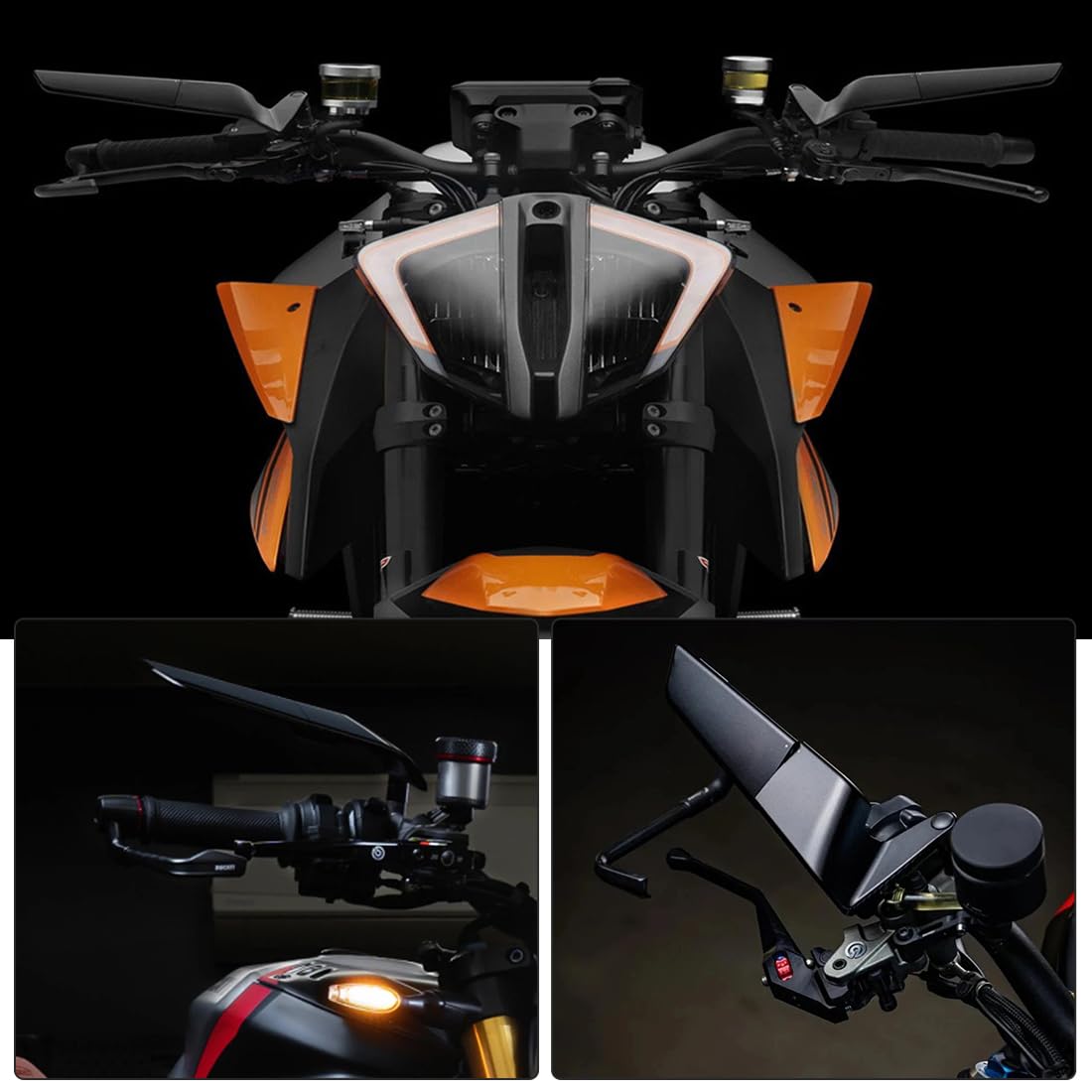 GXGM 1 Paire Rétroviseurs de guidon de moto réglables universels, retroviseur moto, rétroviseurs latéraux de moto, rétroviseurs latéraux Stealth Wind pour Z650 Z900 Z1000 Duke 390 790 1290 MT07 MT09