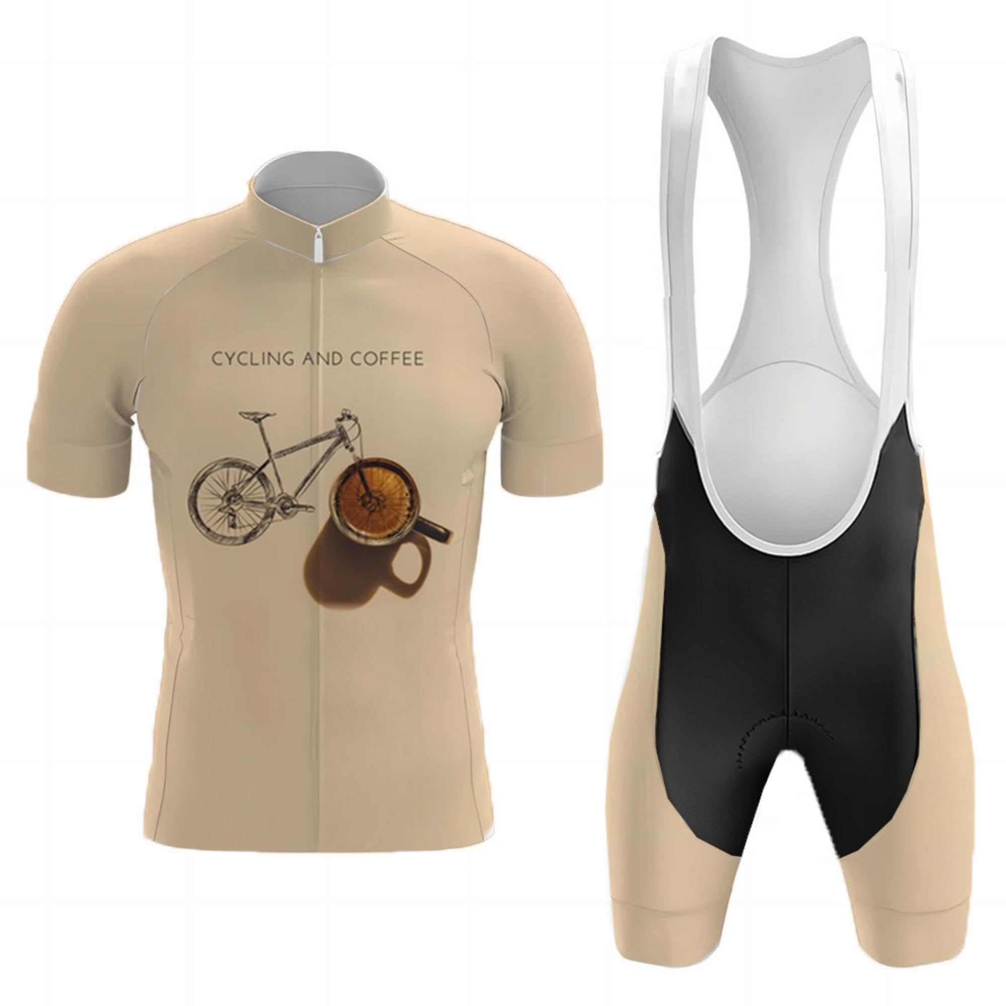 Men's Cycling Jersey Set Bike Jersey Kit Cycling Clothing Suit Cycling Bib Coffee Bike Top Road Biking Shorts Padded