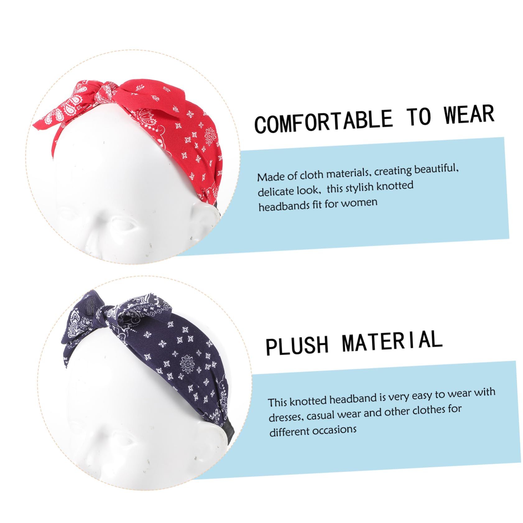 FRCOLOR 2 Set Di Fasce Per Eleganti Per Adulti Per Donne Fasce Grandi Per Per Con Fiocco E Nodo Bandana 4 Pezzi * 2