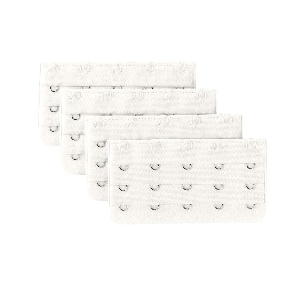 Uxcell Women's White Sourcing Map 3 Rows 6 Hooks Brassiere Eye Tape Strap Extender 3 Pcs