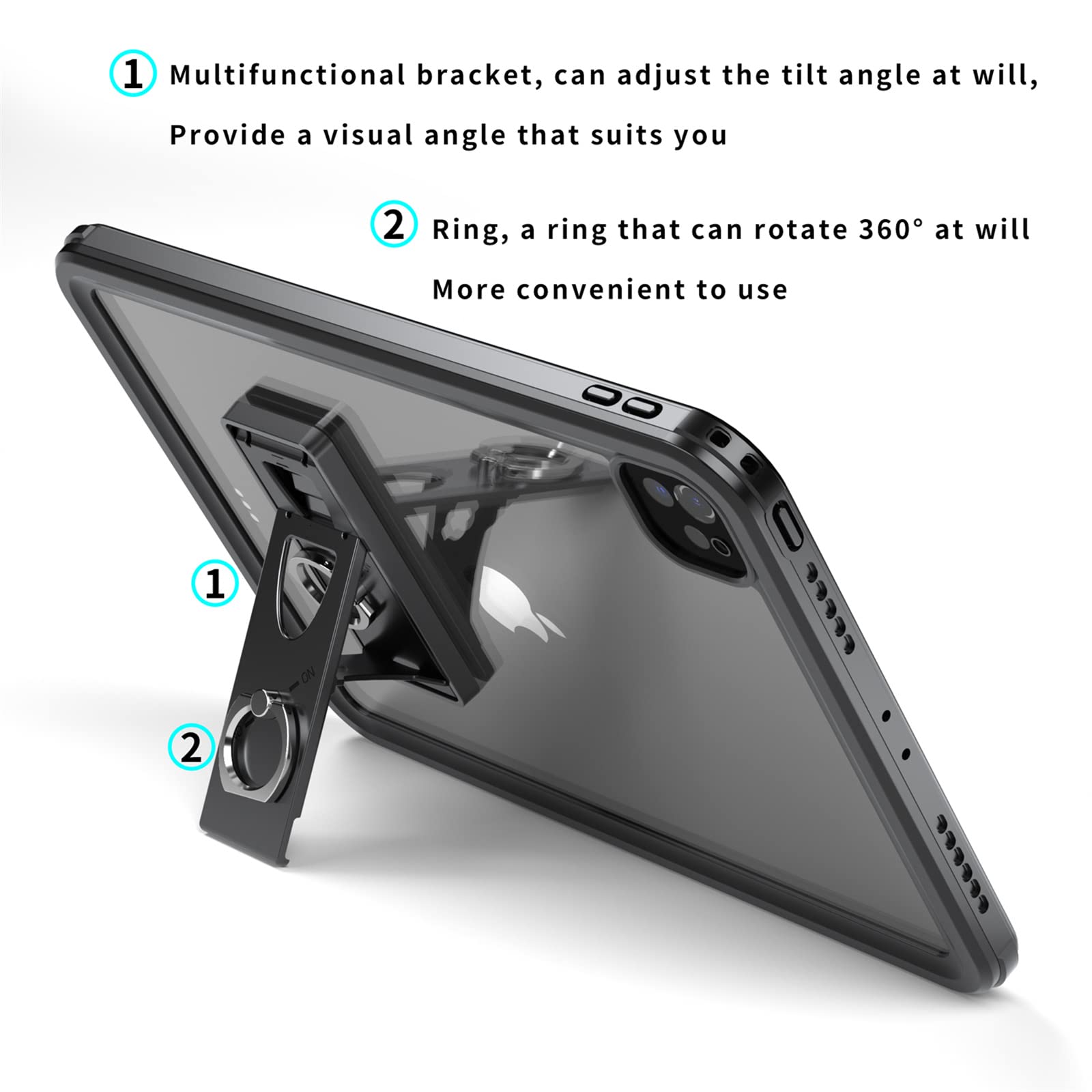Custodia per iPad PRO 11" 3a/2a Gen(2021/2020),[IP68 Impermeabile] Custodia Sottile Antiurto Cover Impermeabile con Protezione Schermo Integrata+Cordino e Kickstand