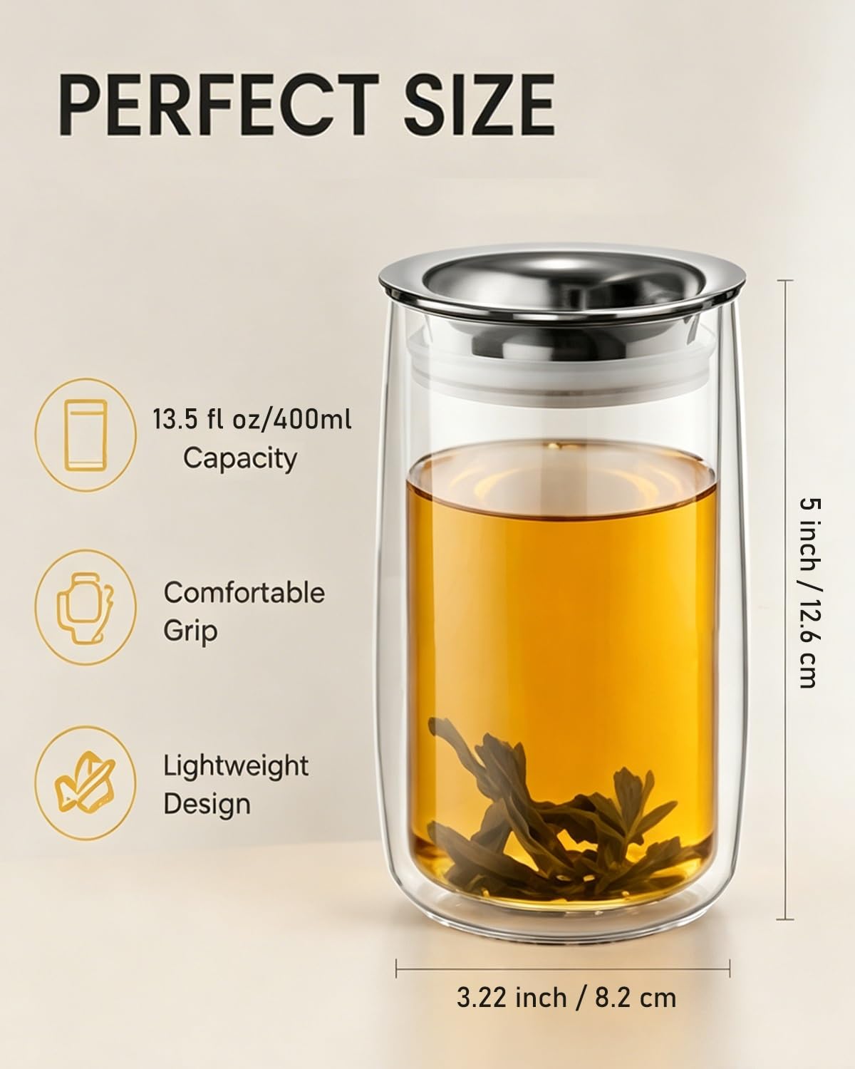 Taza Con Filtro Para Infusiones, Taza Con Tapa Para Infusiones, Para Té De Hojas Sueltas, Regalo Para Amantes Del Té (400 Ml/13,53 Onzas Líquidas)
