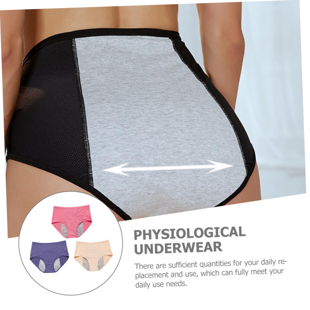 Hemobllo 4pezzi Intimo Mestruale Donna Mutandine Igieniche Alta Elasticità Slip Anti-Perdita Traspirante Comodo e Pratico per Protezione Addizionale