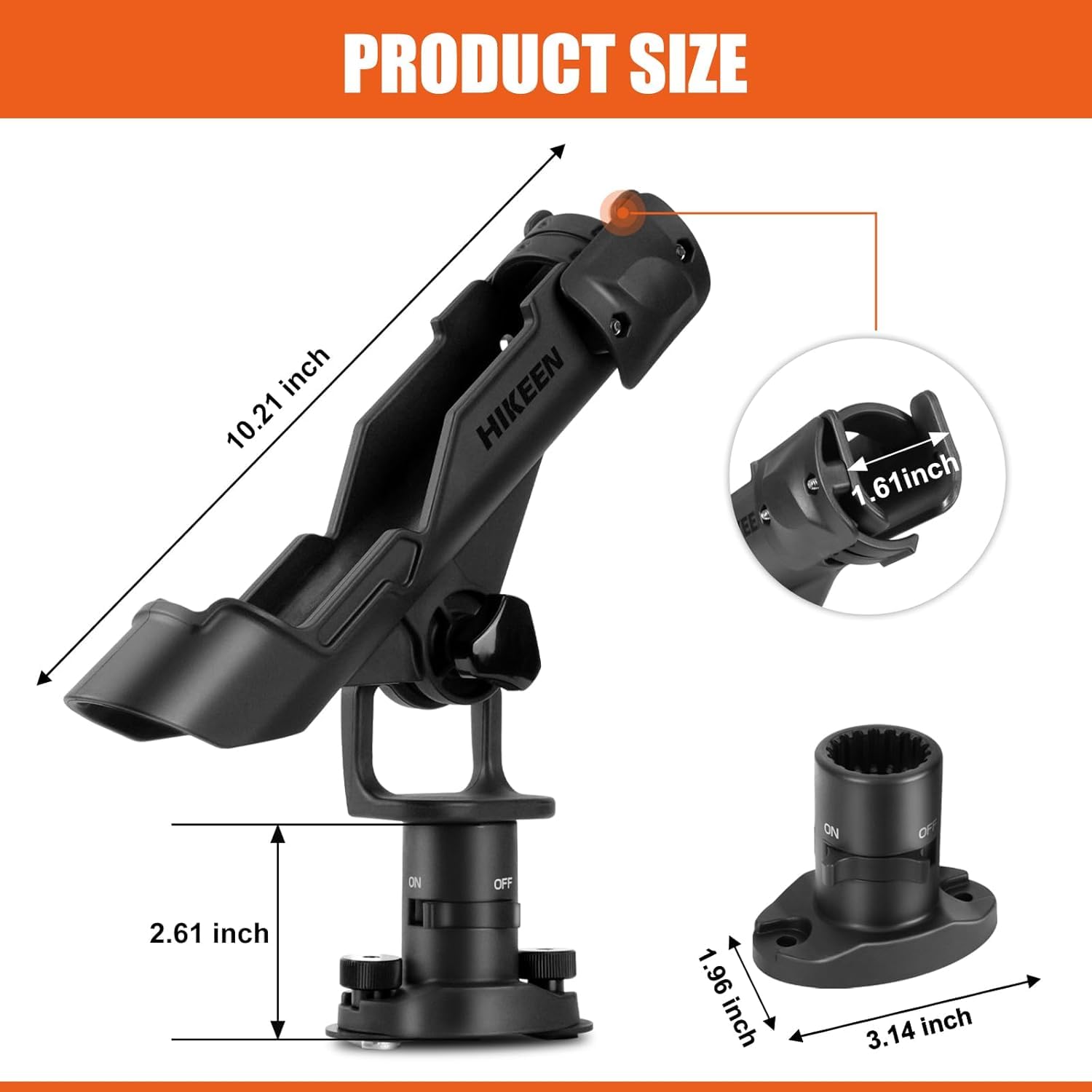 BOOSTEADY Lot de 1 Support de Canne à Pêche pour Bateau et Kayak, Porte Canne à Pêche en Réglable à 360° pour Montage sur Rail ou sur Pont