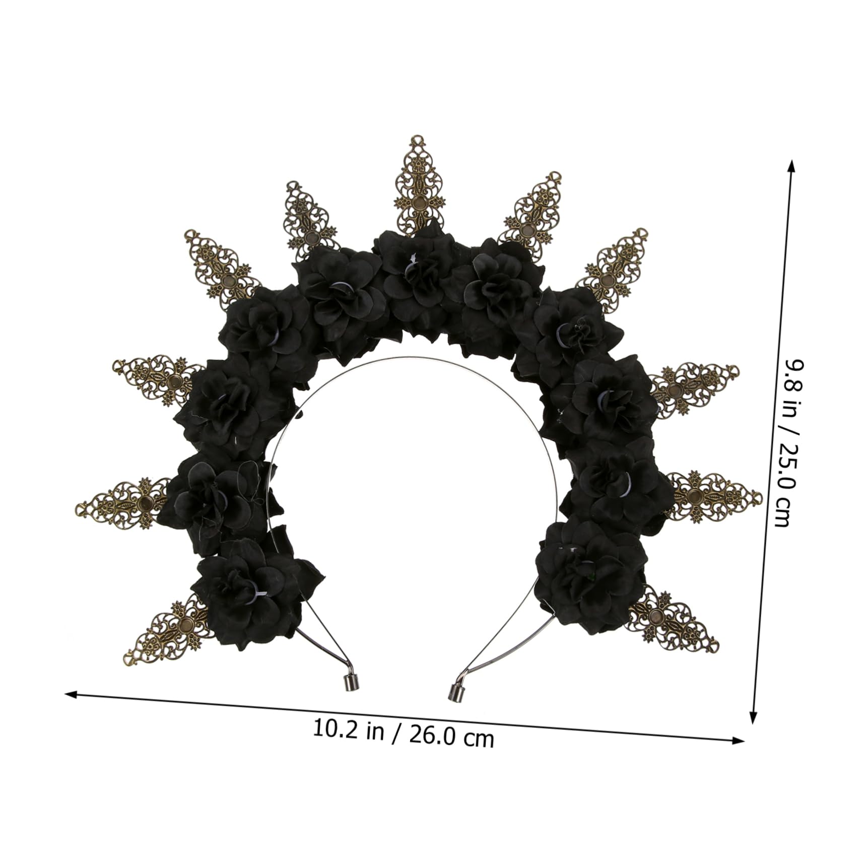 Healeved Runde Metall Tiara in Schwarz, Dekorativer Kopfschmuck für Frauen | Blumen Optik, Eleganter Haarschmuck für Bräute, Praktisches Accessoire mit Festlicher Note