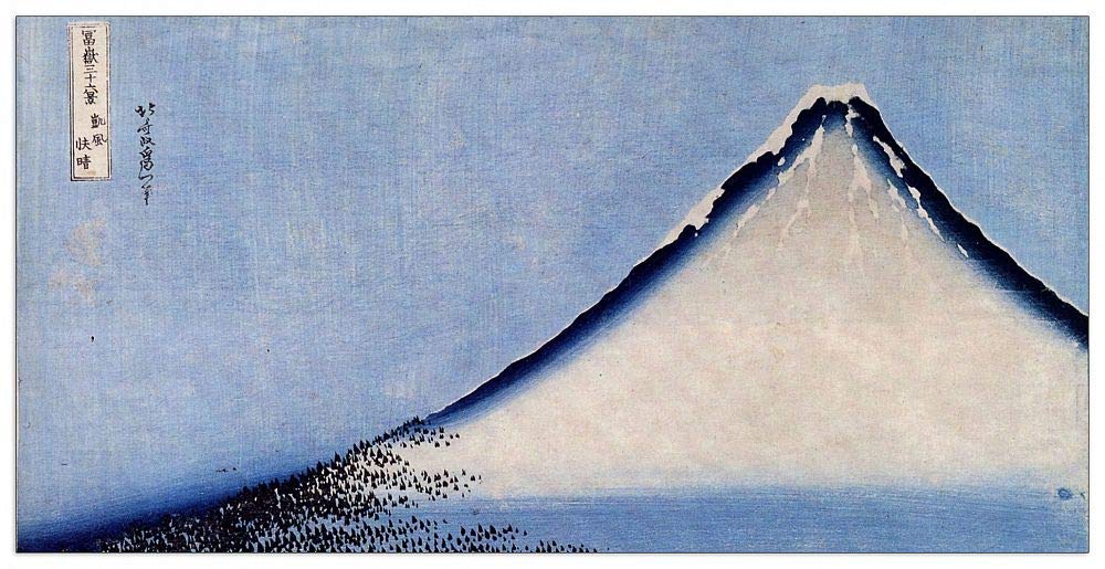 Hokusai Katsushika-Mount Fuji [2] Pannello Decorativo, Legno MDF, Multicolore, 100x50 Cm