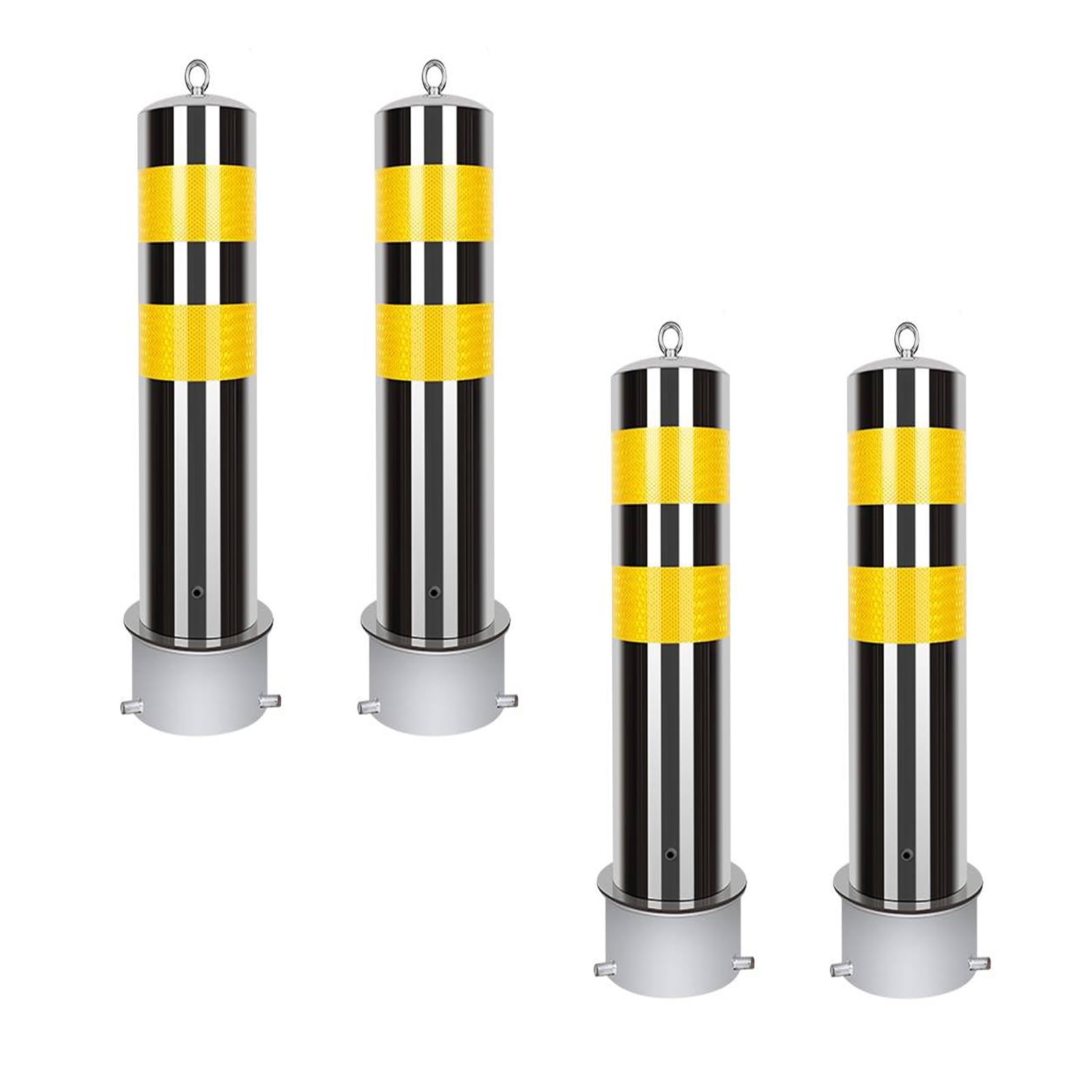 SnamicE Stainless Steel Parking Bollard - Durable Safety Barrier Post for Driveways & Roads, Traffic Control Pole, Strong Stability, Silver,Silver-11.4cm/4.5in 11.4cm/4.5i,Silver (4pcs)-11.4cm/4.5in