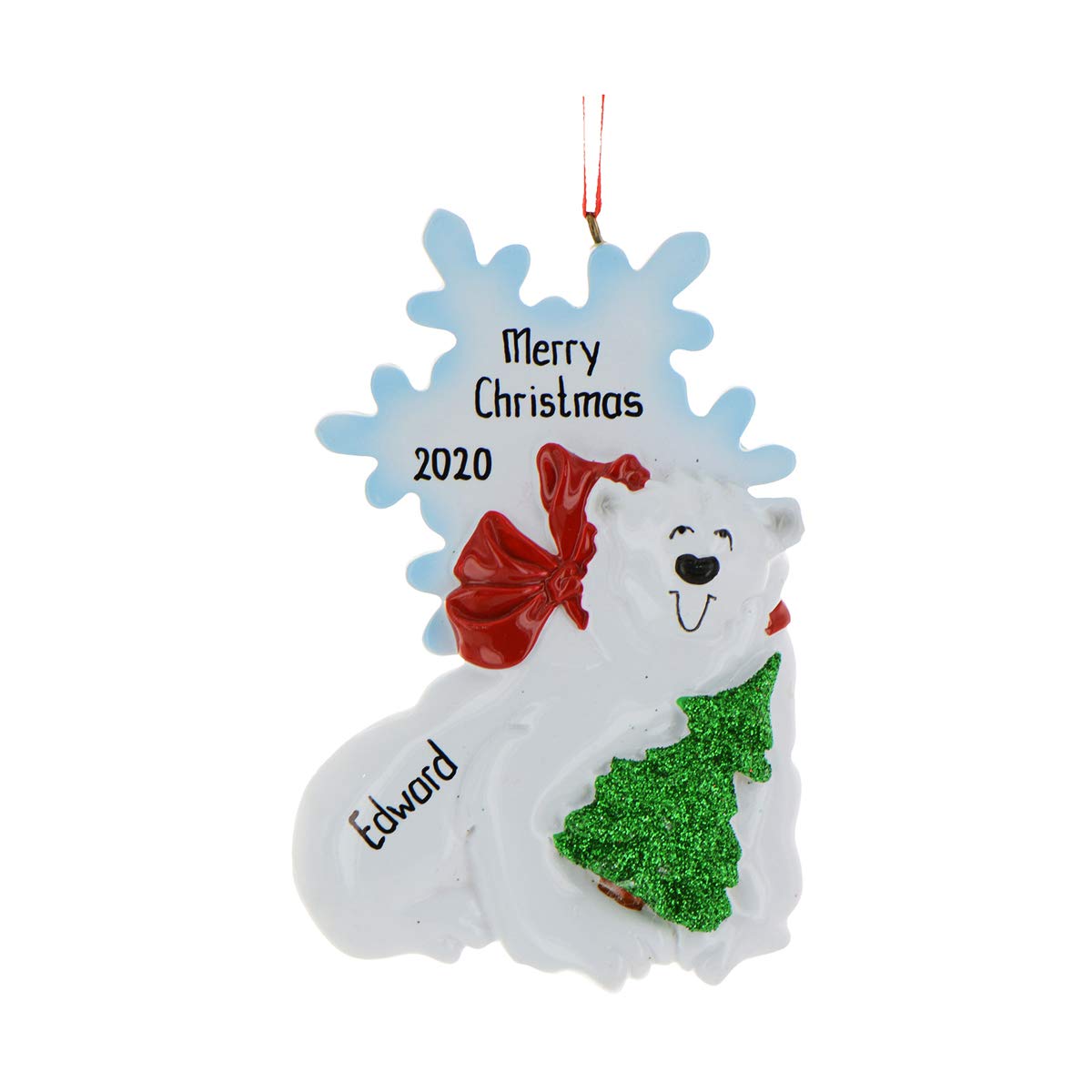 Ornement De Sapin De Noël - Petit Ours Polaire Gentleman - Résine Bleu, Gris Et Blanc - Nouveau !