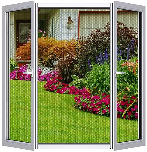 Cinkee 2 Pcs Mosquitera para Ventana 130x150cm, Malla de Mosquitera Ajustable DIY para Ventanas Puertas y Patios,Sin Taladrar, Autoadhesiva-Negro
