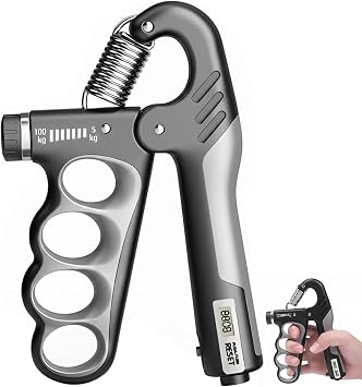 Adjustable Grip Strength Trainer Hand Gripper for Grip Strength, Forearm & Wrist Strengthener, Hand Exerciser for Strength Training & Therapy 11-220Lbs5-100KG | Gray