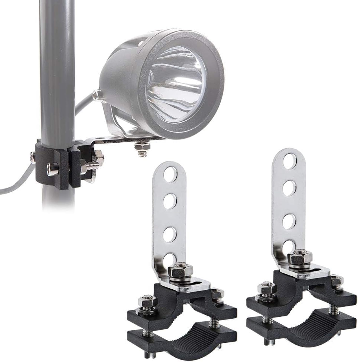 Chelhead Motorcycle Round Tube Mount Universal LED Headlight Bracket 0.71-1.18 Inch Off-Road Bumper Mount Available for LED Light Bar, Fog Light