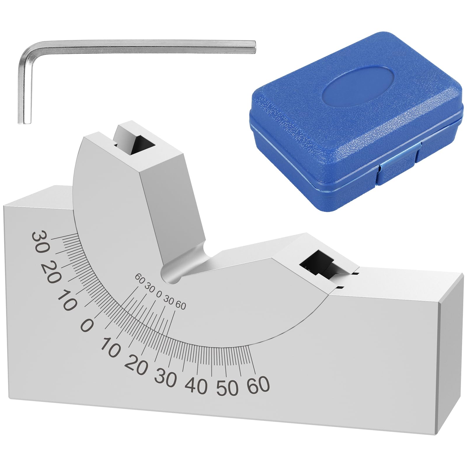 Adjustable Angle V Block,AP25 0°- 60° Adjustable Micro Angle Gauge Multifunctional Angle V Block Milling High Precision Angle Gauge Block with Wrench for Milling Machine Planer(Silver)