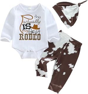 3pcs Newborn Baby Girl Boy Western Clothes Long Sleeve Letter Romper+Pattern Pants+Hat Fall Winter Outfits Set