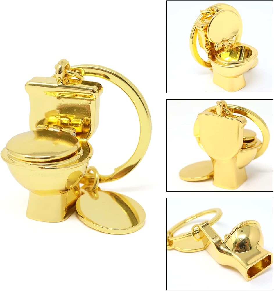 Honbay 2-Piece Metal Skateboard Keychains - Cute Gold & Silver Key Rings For Bags, Keys, Decor
