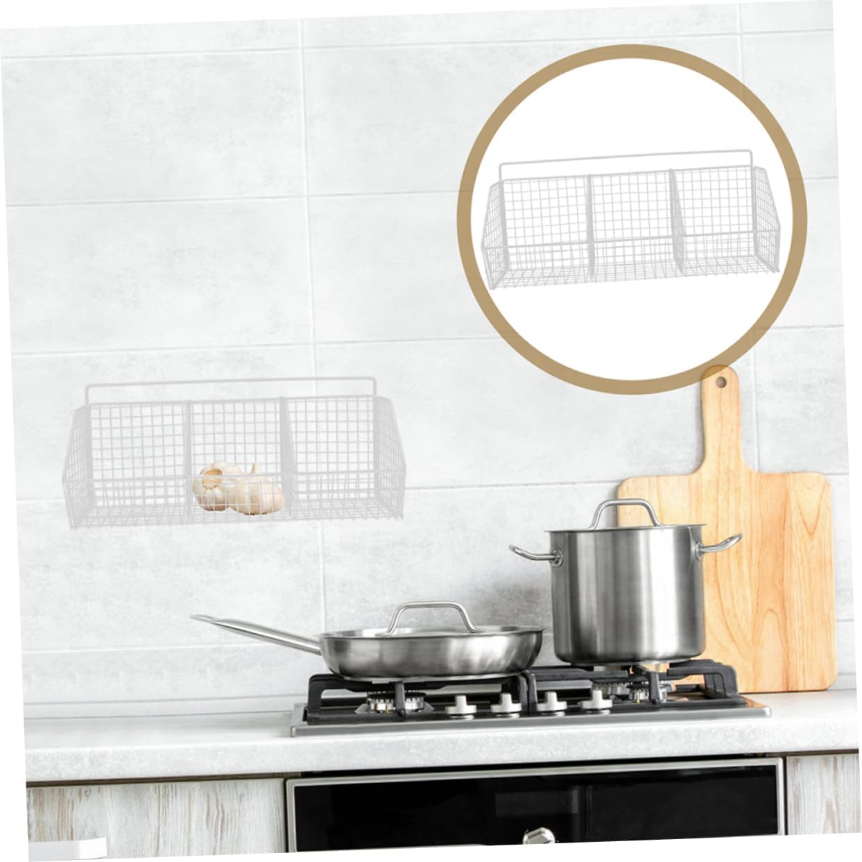 2pcs Wall Hanging Storage Baskets for Kitchen White Vegetable and Fruit Organizers Space-saving Design for Efficient Pantry and Room Organization